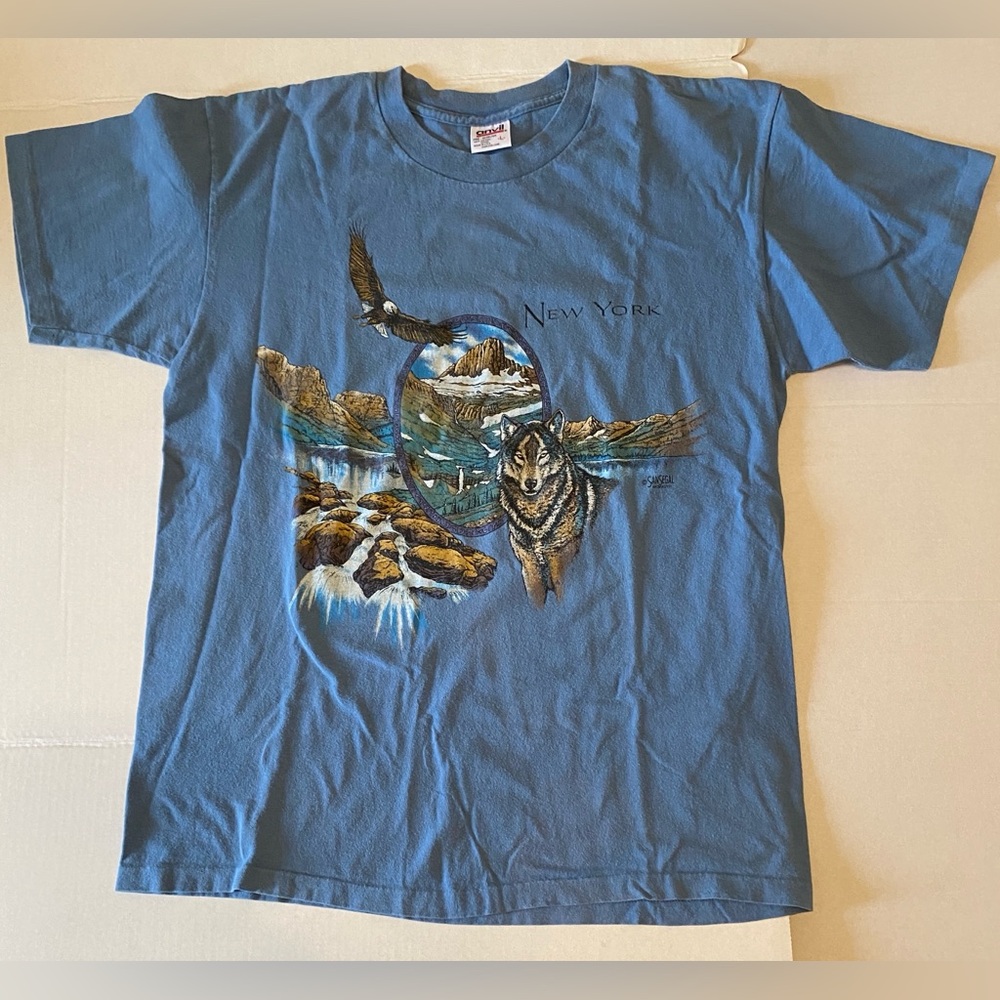 NYC Wolf Eagle Graphic T-shirt Single Stitch
